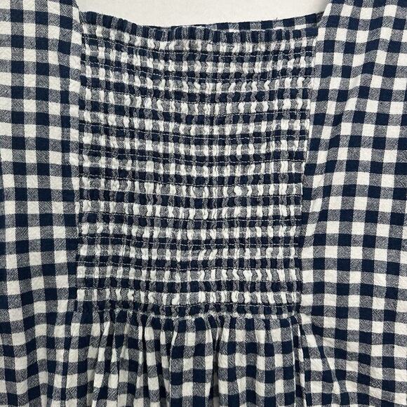 Old Navy Mini Dress Womens 3X Blue White Gingham Linen Blend Cottage Country - Picture 7 of 13